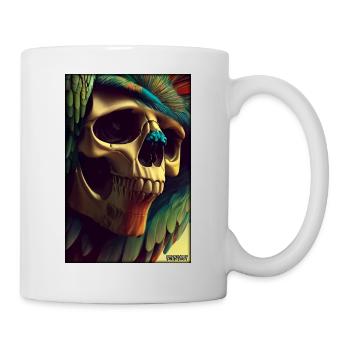 Squelette de plume de perroquet de crâne - Mug blanc - blanc - Droite