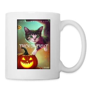 Halloween crazy cat pumpkin - Mug - white - Right