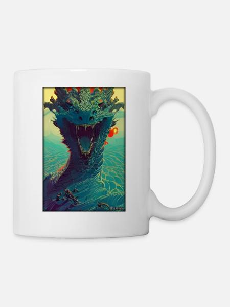 Drache Wasser Monster Meer See - Tasse - Weiß