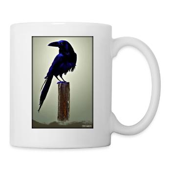 Mystisch Nacht blau Rabe Vogel - Tasse - Weiß - Rechts