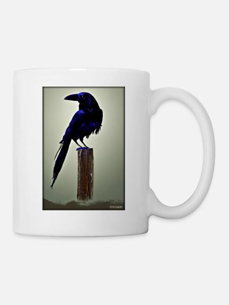 Mystique Nuit Bleue Corbeau Oiseau - Mug blanc - blanc
