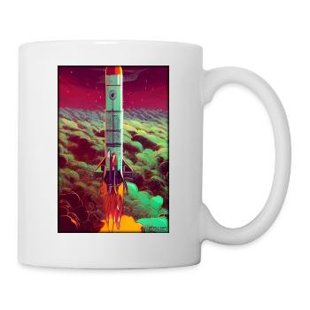Rocket Launch Space Stars Clouds - Mug - white - Right