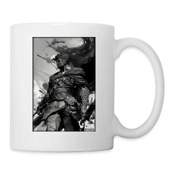 Krieger Schwert Vintage Schwarz Weiß 3 - Tasse - Weiß - Rechts