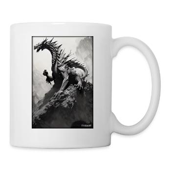 Drache Kreatur Fantasie Schwarz Weiß 1 - Tasse - Weiß - Rechts