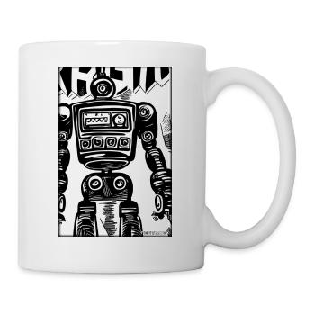 Roboter Comic Zukunft Cyborg Maschine Technik - Tasse - Weiß - Rechts