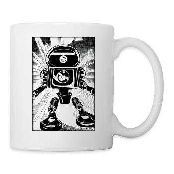 Roboter Comic Zukunft Cyborg Maschine Technik - Tasse - Weiß - Rechts