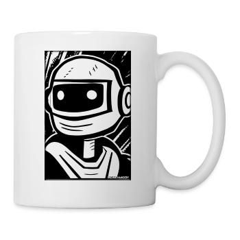 Roboter Comic Zukunft Cyborg Maschine Technik - Tasse - Weiß - Rechts