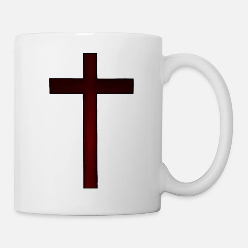 Croix chrétienne Confiance en Dieu Jésus 01 - Mug blanc - blanc