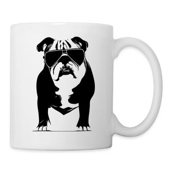 Chiens bouledogues avec lunettes de soleil vecteur cool - Mug blanc - blanc - Droite