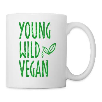 Jung Wild Und Vegan - Pflanzlich Vegetarisch - Tasse - Weiß - Rechts