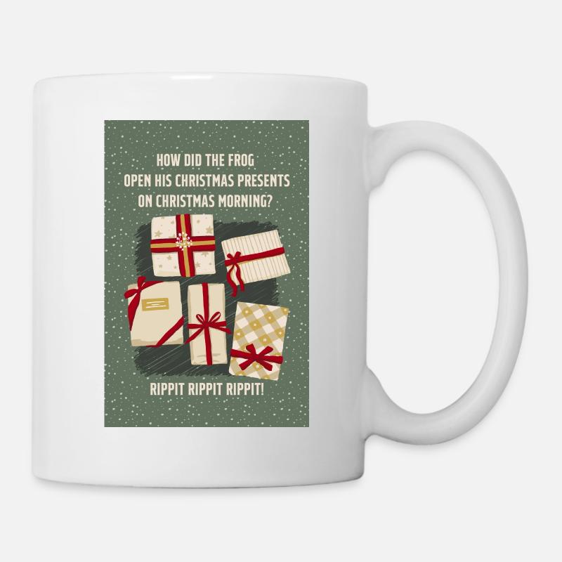 Blague de Noël avec grenouille et cadeaux - Mug blanc - blanc