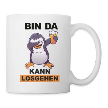 Dabbing Pinguin saufen Trinkspruch - Tasse - Weiß - Rechts