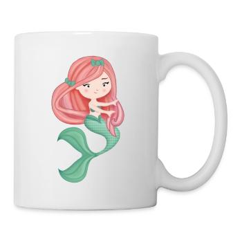 Petite sirene chevelure rousse queue verte - Mug blanc - blanc - Droite