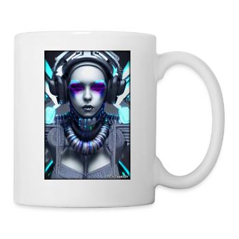 Cyber Goth Woman Future Technology Science - Mug - white - Right