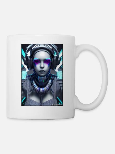 Cyber Goth Woman Future Technology Science - Mug - white