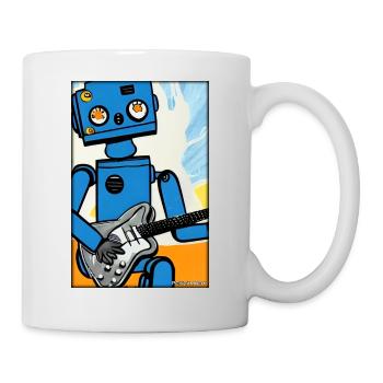 Roboter Gitarre Gitarrist Zukunft Musik Comic - Tasse - Weiß - Rechts