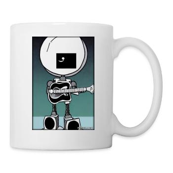 Roboter Gitarre Gitarrist Zukunft Musik Comic - Tasse - Weiß - Rechts