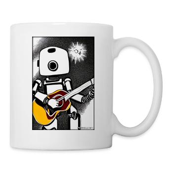 Roboter Gitarre Gitarrist Zukunft Musik Comic - Tasse - Weiß - Rechts