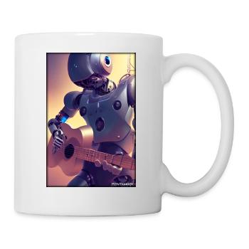 Roboter Gitarre Gitarrist Zukunft Musik Musiker - Tasse - Weiß - Rechts