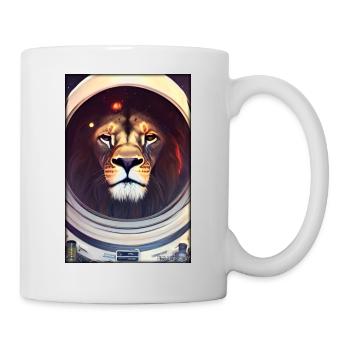 Löwe Raubkatze Astronaut Zukunft Sci-Fi Technik - Tasse - Weiß - Rechts