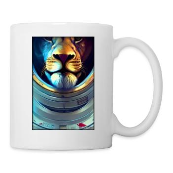 Löwe Raubkatze Astronaut Zukunft Sci-Fi Technik - Tasse - Weiß - Rechts
