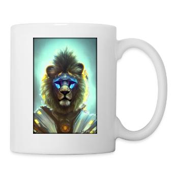Lion Big Cat Cyber Neon Punk Future Sci-Fi - Mug - white - Right