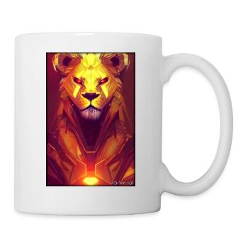 Lion Big Cat Cyber Neon Punk Future Sci-Fi - Mug - white - Right