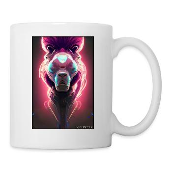 Lion Big Cat Cyber Neon Punk Future Science-Fi - Mug blanc - blanc - Droite