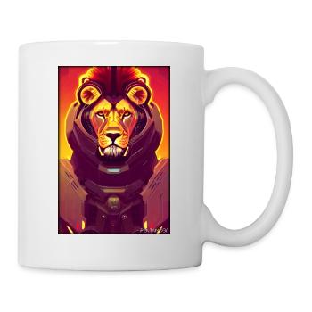 Lion Big Cat Cyber Neon Punk Future Sci-Fi - Mug - white - Right