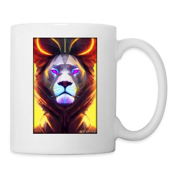 Lion Big Cat Cyber Neon Punk Future Sci-Fi - Mug - white - Right