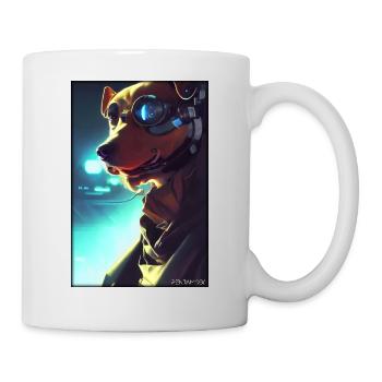 Dog Dog Lovers Cyber Neon Punk Future Sci-Fi - Mug - white - Right