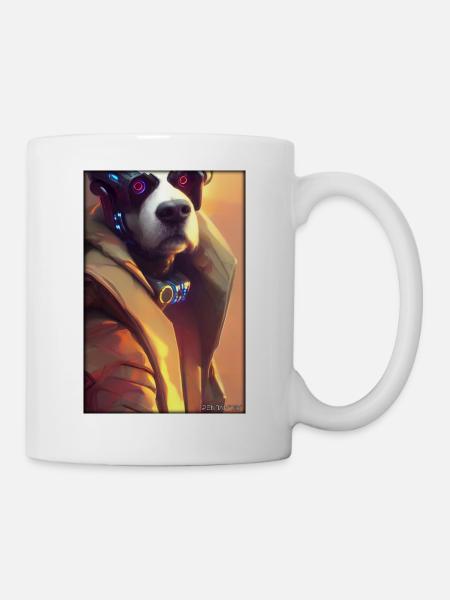 Dog Dog Lovers Cyber Neon Punk Future Sci-Fi - Mug - white