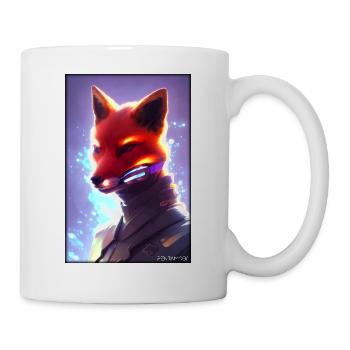 Fox Wildlife Cyber Neon Punk Future Sci-Fi - Mug - white - Right