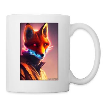 Fox Wildlife Cyber Neon Punk Future Sci-Fi - Mug - white - Right