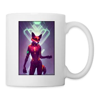 Fox Wildlife Cyber Neon Punk Future Sci-Fi - Mug - white - Right
