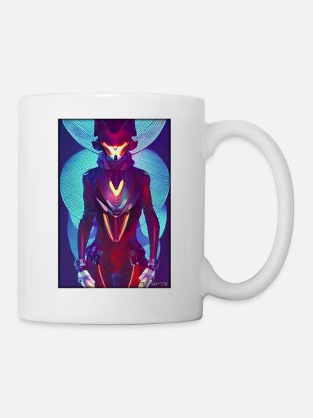 Fox Wildlife Cyber Neon Punk Future Sci-Fi - Mug - white