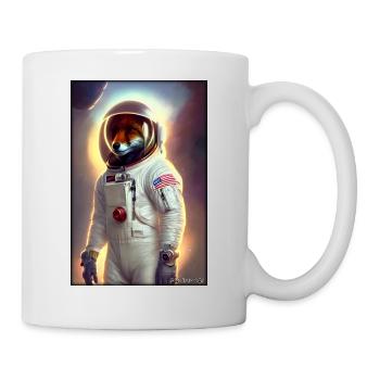Fuchs Wildtier Astronaut Zukunft Sci-Fi Technik - Tasse - Weiß - Rechts