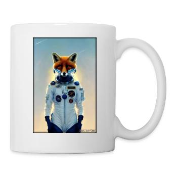 Fuchs Wildtier Astronaut Zukunft Sci-Fi Technik - Tasse - Weiß - Rechts