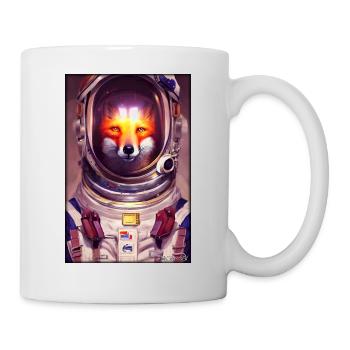Fuchs Wildtier Astronaut Zukunft Sci-Fi Technik - Tasse - Weiß - Rechts