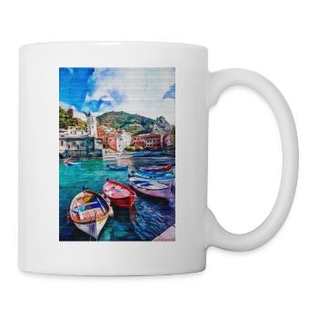Vintage San Gimignano Siena Gemälde Cinque Terra - Tasse - Weiß - Rechts