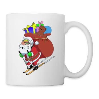 Père noël à skis - Mug blanc - blanc - Droite