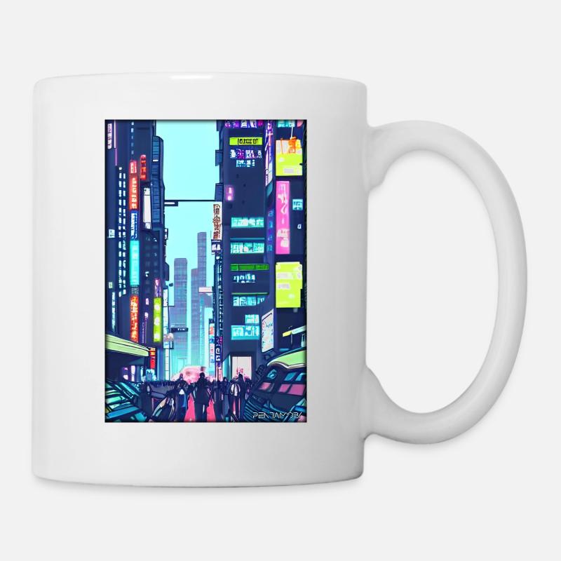 Tokyo City City Cyber Punk Future Sci-Fi Asia - Mug - white