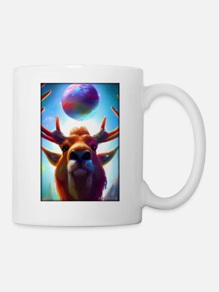 Reindeer Christmas Space Galaxy Universe Map - Mug - white