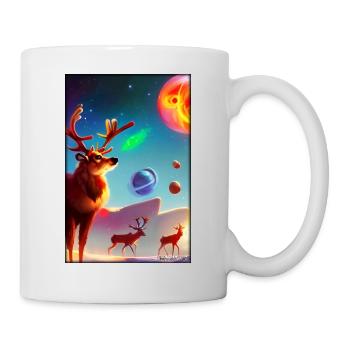 Reindeer Christmas Space Galaxy Universe Map - Mug - white - Right