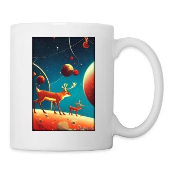 Reindeer Christmas Space Galaxy Universe Map - Mug - white - Right