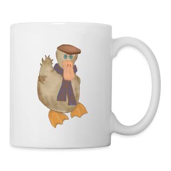 Running duck, Laufente mit Schal, Enten Pulli - Tasse - Weiß - Rechts