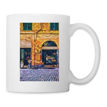 Vintage Roma Small Shops Painting Italy Lover Gift - Mug - white - Right
