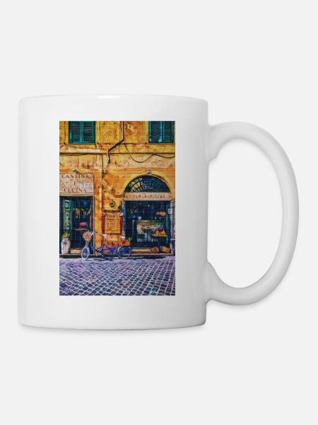 Vintage Roma Kleine Läden Malerei Italien Liebhaber Geschenk - Tasse - Weiß