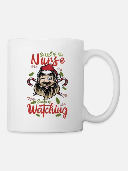 Be nice to the nurse santa is watching - Mug - white
