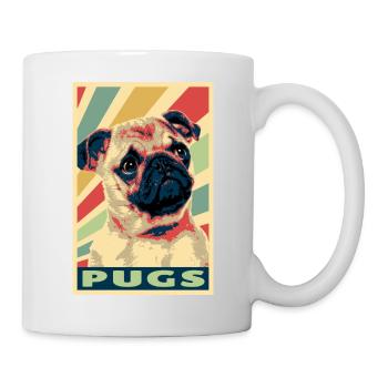 Mops Vintage Farben - Tasse - Weiß - Rechts
